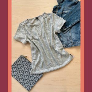 Ann Taylor Silver Sequin Tee